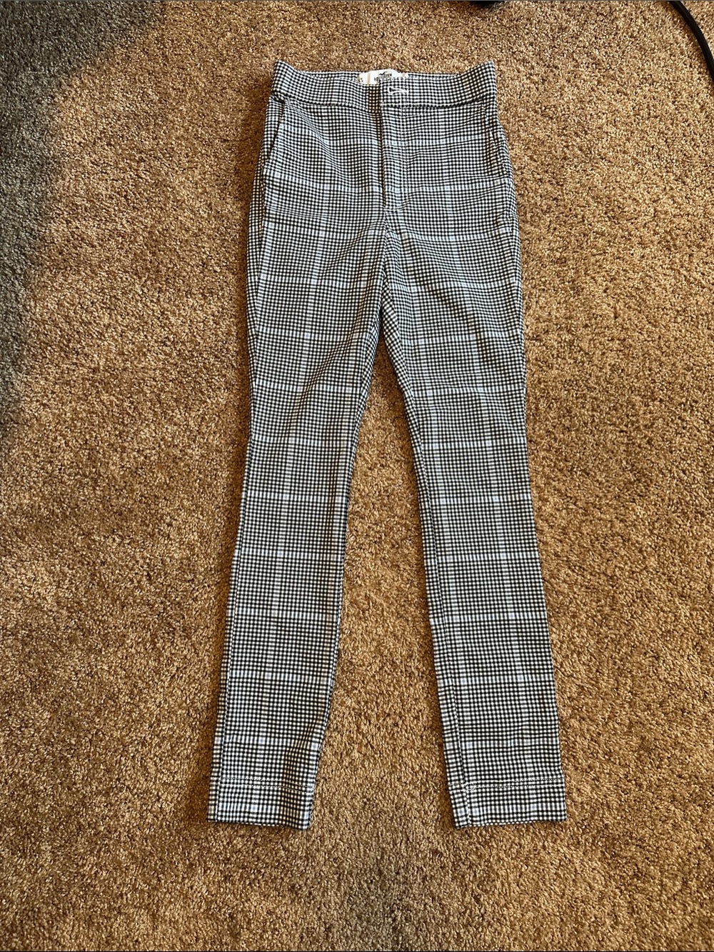 Hollister Black, White and Light Blue Check Skinny Pants